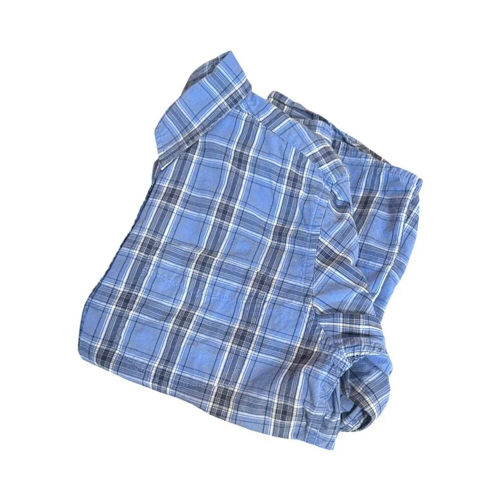 Urban Pipeline Boys Blue Plaid Button-Down Shirt L 14/16 Long‎ Sleeve Casual